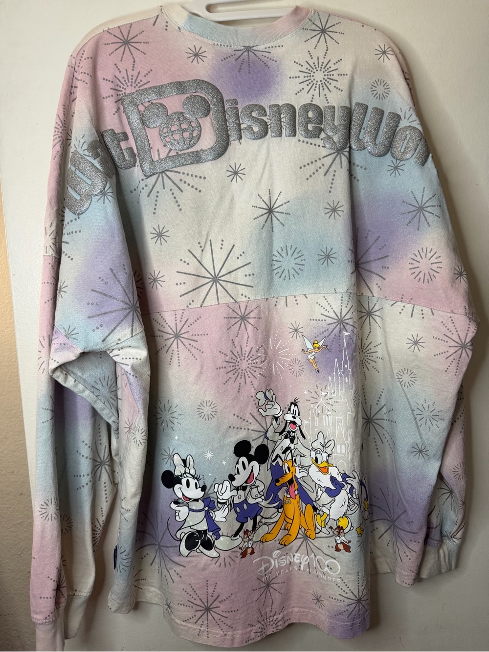 Disney 100 Spirit Jersey Pastel Tie Dye Glitter Fireworks XXL Disneyland